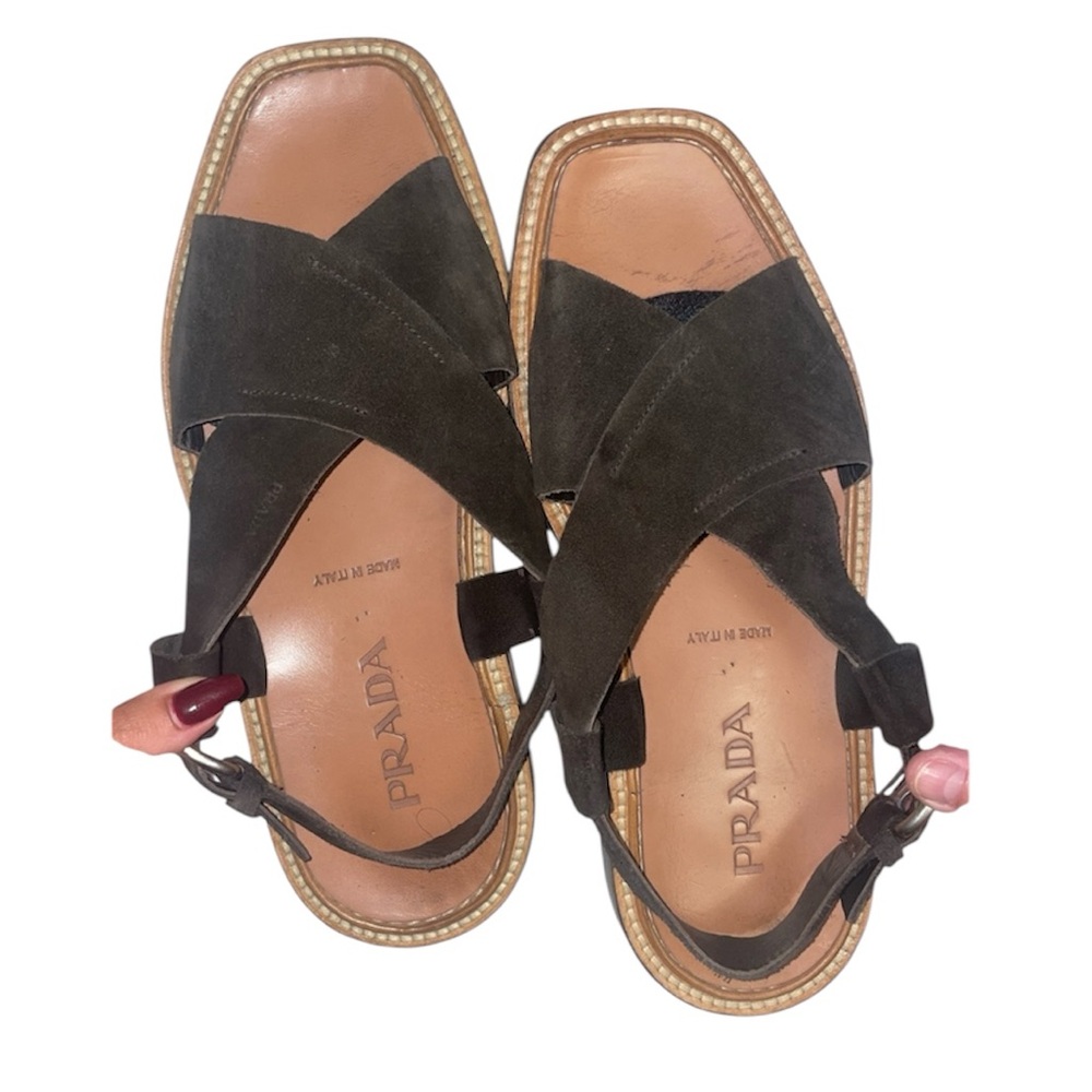 Prada men’s Dark brown Suede/leather Sandals
